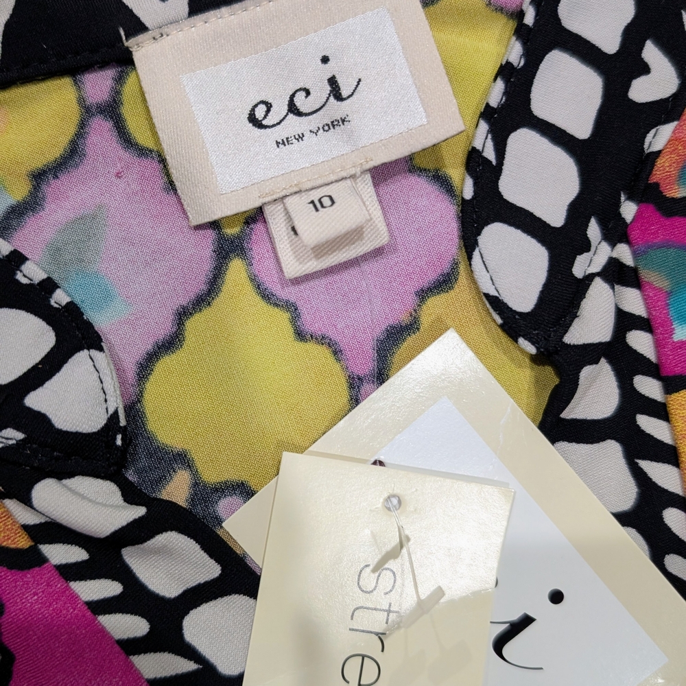 ECI Multicolor Dress with Black and White Pattern